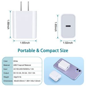 USB C Wall Charger for Samsung Galaxy A13 A53 5G A14 A54 A03s S23 S23+ S22 Ultra S21 S20 A32 A12 A52 Z Flip4 A73,Google Pixel 7 6a 6 Pro, 20W Fast Charging Box Block,6FT 60W PD Cord Type C to C Cables