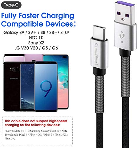 CyvenSmart USB Type C Cable 10ft, [2 Pack] USB A 2.0 to USB-C Fast Charger Extra Long Durable TPE Cord Compatible with Samsung Galaxy A10/A20/A51/S10/S9/S8 Plus/Note 9/8,LG V50 V40 G8 G7 Thinq