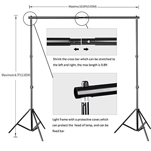 HYJ-INC Photography Photo Video Studio Background Stand Support Kit with 3 Muslin Backdrop Kits (White/Black/Chromakey Green Screen Kit),1050W 5500K Daylight Umbrella Lighting Kit with Carry Bag