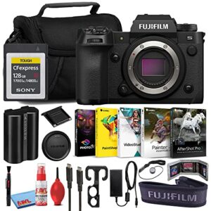fujifilm x-h2s mirrorless digital camera (body only) (black, 16756924) bundle with sony 128gb cfexpress type b memory card + corel editing software + large camera bag + cleaning kit + more