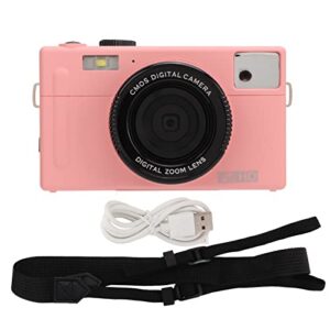 Digital Camera, 1080P Full HD Mini Video Camera 16X Digital Zoom Vlogging Camera Rechargeable with Lanyard and USB Cable for Kids Adults(Pink)