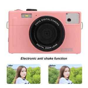 Digital Camera, 1080P Full HD Mini Video Camera 16X Digital Zoom Vlogging Camera Rechargeable with Lanyard and USB Cable for Kids Adults(Pink)