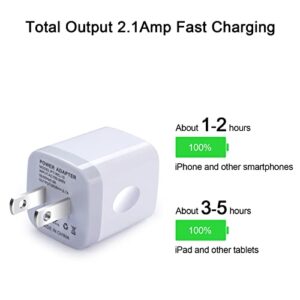USB Wall Charger, FiveBox 2Pack Dual Port 2.1Amp Fast Wall Charger Brick Base Adapter Charging Block Charger Cube Plug Charger Box for iPhone 14 13 12 11 Pro X 6 6S 7 8 Plus, iPad, Samsung, Android
