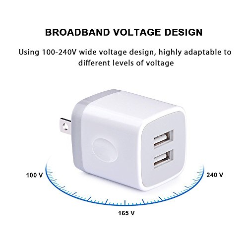 USB Wall Charger, FiveBox 2Pack Dual Port 2.1Amp Fast Wall Charger Brick Base Adapter Charging Block Charger Cube Plug Charger Box for iPhone 14 13 12 11 Pro X 6 6S 7 8 Plus, iPad, Samsung, Android