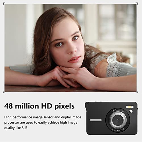 Kidyawn 4k Digital Camera, Up to 56 MP (Interpolation) Digital Camera 20x Digital Zoom 2.7 Inch TFT-LCD Digital Anti—Shake Camera Built-in Flash and Face Distinguish, Gift for Family (Black)