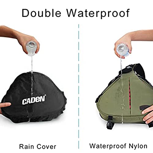 CADeN Camera Bag Sling Backpack Camera Case Waterproof with Rain Cover Tripod Holder, Compatible for DSLR/SLR Mirrorless Cameras (Canon Nikon Sony Pentax) and Accessories Green