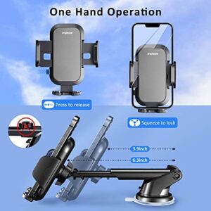 SUUSON Car Phone Holder Mount -3in1 Long arm Phone Holder for car, Suitable for car Dashboard/Windshield/Vent, car Adjustable Phone Holder, Compatible with All Smart Phones and Cars (Gray)