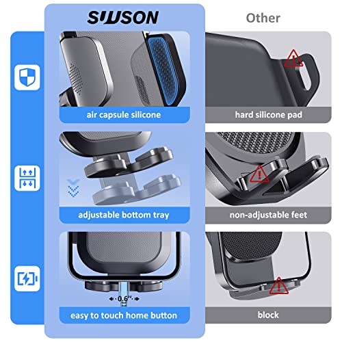 SUUSON Car Phone Holder Mount -3in1 Long arm Phone Holder for car, Suitable for car Dashboard/Windshield/Vent, car Adjustable Phone Holder, Compatible with All Smart Phones and Cars (Gray)