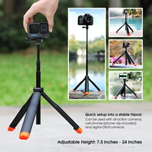 SOONSUN 4-in-1 Floating Selfie Stick for GoPro Hero 11, 10, 9, 8, 7, 6, 5, 4, 3, Max, Fusion, Session, DJI OSMO, AKASO, Insta360 - Use as Floating Handle, Extendable Monopod, Hand Grip, Tripod Stand