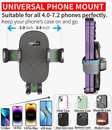 APPS2Car Solid Cup Holder Phone Mount for Car Truck with Quick Extension Long Arm Fast Swivel Adjustable Height 360 Rotatable, Low Profile Universal Mobile Mount Compatible with All Cell Phone iPhone