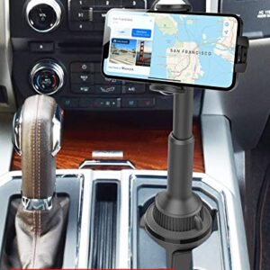 APPS2Car Solid Cup Holder Phone Mount for Car Truck with Quick Extension Long Arm Fast Swivel Adjustable Height 360 Rotatable, Low Profile Universal Mobile Mount Compatible with All Cell Phone iPhone