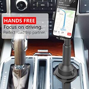 APPS2Car Solid Cup Holder Phone Mount for Car Truck with Quick Extension Long Arm Fast Swivel Adjustable Height 360 Rotatable, Low Profile Universal Mobile Mount Compatible with All Cell Phone iPhone