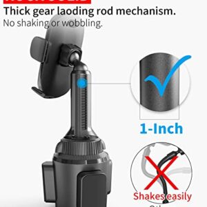 APPS2Car Solid Cup Holder Phone Mount for Car Truck with Quick Extension Long Arm Fast Swivel Adjustable Height 360 Rotatable, Low Profile Universal Mobile Mount Compatible with All Cell Phone iPhone