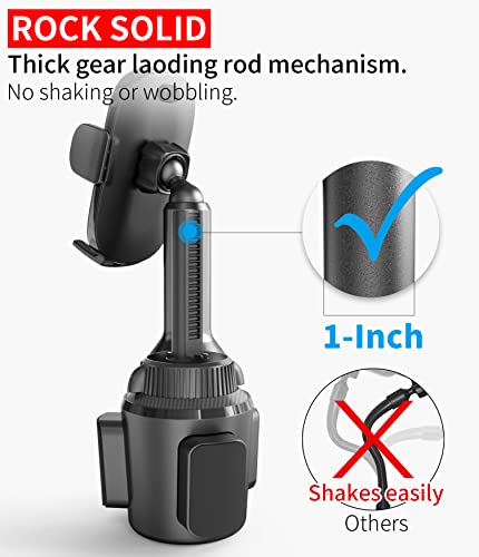 APPS2Car Solid Cup Holder Phone Mount for Car Truck with Quick Extension Long Arm Fast Swivel Adjustable Height 360 Rotatable, Low Profile Universal Mobile Mount Compatible with All Cell Phone iPhone