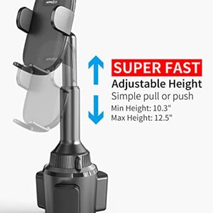 APPS2Car Solid Cup Holder Phone Mount for Car Truck with Quick Extension Long Arm Fast Swivel Adjustable Height 360 Rotatable, Low Profile Universal Mobile Mount Compatible with All Cell Phone iPhone