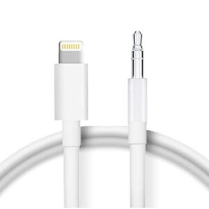[apple mfi certified] aux cord for iphone in car,lightning to 3.5mm aux stereo audio cable adapter compatible with iphone 13/12/11/xs/xr/x/8/7 for car home stereo, speaker, headphone, -3.3ft (white)