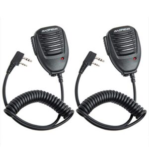 baofeng 2 pack original uv-5r mic for ham radio shoulder speaker mic compatible with baofengbf-f8hp uv-5r uv-5r plus gt-3 bf-888s can be used as police walkie talkie two way radio accessories