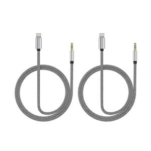 2pack aux cord for iphone, apple mfi certified 3.3ft lightning to 3.5mm aux audio auxiliary cable for iphone 14 13 12 11 xs xr x 8 7 ipad ipod, iphone aux cord for car/home stereo, speaker, headphone