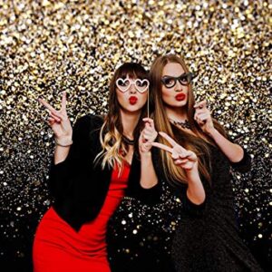 WOLADA 10x8FT Gold Backdrop Glitter Backdrop Gold Spots Bokeh Backdrop Black and Gold Backdrop Wedding Backdrop Gold Backdrop for Parties Vinyl Photography Backdrop 11176