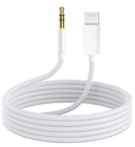 [apple mfi certified] iphone aux cord for car stereo, 6.6ft lightning to 3.5mm aux audio cable support all ios compatible for iphone 14/13/12/11/se/xs/xr/x 8 7 6 5, ipad/home stereo/headphone-white 2m