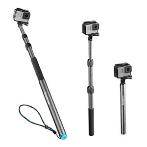 smatree carbon fiber detachable extendable floating pole selfie stick compatible for gopro max/gopro hero 11/10/9/8/7/6/5/4/3 plus/3/session/gopro hero 2018/dji osmo action 2 camera