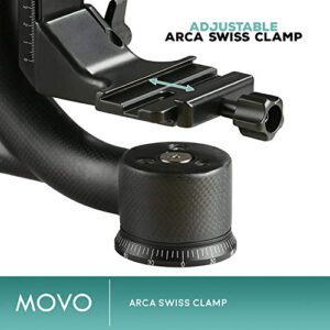 Movo GH800 MKII Carbon Fiber Professional Gimbal Tripod Head with Long and Short Arca-Swiss Quick-Release Plates - for Outdoor Bird/Wildlife Photography