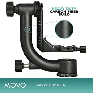 Movo GH800 MKII Carbon Fiber Professional Gimbal Tripod Head with Long and Short Arca-Swiss Quick-Release Plates - for Outdoor Bird/Wildlife Photography