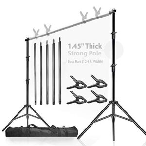 limostudio (heavy duty) 12.4 ft. wide x 10 ft. tall backdrop stands, high stability with 1.45″ thick pole, adjustable width & length, background support system kit with super spring clamps, agg1782