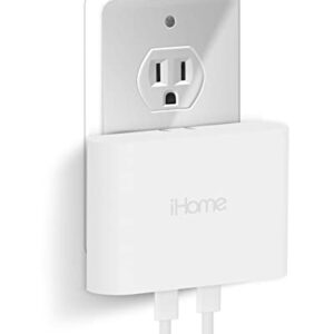 iHome Multiport USB-C Charger : AC Pro 2-Port Flat USB C Charger Block, Double USB C Wall Charger, Fast Charging Compatible USB-C Wall Charger (White)