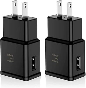adaptive fast charging usb wall charger adapter compatible samsung galaxy s21 s20 s10 s6 s7 s8 s9 / edge/plus/active, note 5 8, note 9, note 10, lg quick charge, android phone travel plug (2 pack)