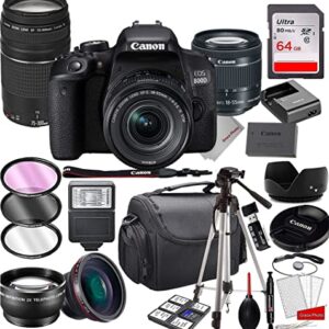 800D (Rebel T7i) DSLR Camera with 18-55mm is STM Zoom Lens & 75-300mm III Lens Bundle + 64GB Memory, Case, Tripod, Filters and More