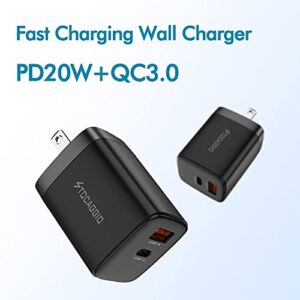 iPhone 14 13 Fast Charger 20w USB C Dual Port Stocaggio Wall Charger Block PD & QC 3.0 Travel Adapter with Foldable Plug for iPhone 14/13/12 Pro Max, iPad/Samsung/Pixel etc(Black)