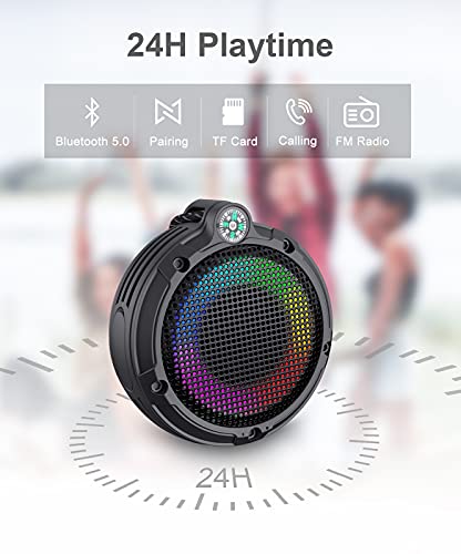 Ortizan Bluetooth Shower Speaker, IPX7 Waterproof Wireless Speaker with LED Light, 8W Loud Sound, 24H Playtime, Floating, Portable Mini Speakers for Kayak, Beach, Biking, Gifts for Men, Women