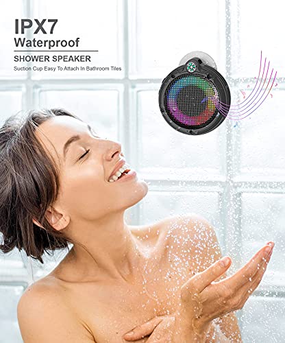 Ortizan Bluetooth Shower Speaker, IPX7 Waterproof Wireless Speaker with LED Light, 8W Loud Sound, 24H Playtime, Floating, Portable Mini Speakers for Kayak, Beach, Biking, Gifts for Men, Women