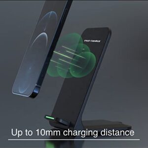 Folding 15W Wireless Charging Stand, Stand Compatible with All Phones,Phone Charger for iPhone 14/13/12/SE 2020/11/XR/XS/X/8, Samsung Galaxy S22 S21 S20 S10 S9 S8/Note 20 Ultra/10/9, Black