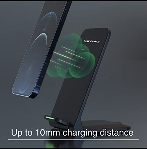 Folding 15W Wireless Charging Stand, Stand Compatible with All Phones,Phone Charger for iPhone 14/13/12/SE 2020/11/XR/XS/X/8, Samsung Galaxy S22 S21 S20 S10 S9 S8/Note 20 Ultra/10/9, Black