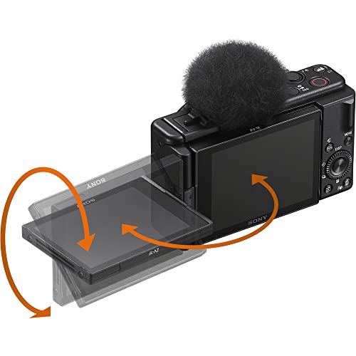 Sony ZV-1F Vlogging Camera (Black) (ZV1FB) + Case + 64GB Card + 2 x NP-BX1 Battery + Card Reader + Corel Photo Software + LED Light + Charger + Flex Tripod + Memory Wallet + More