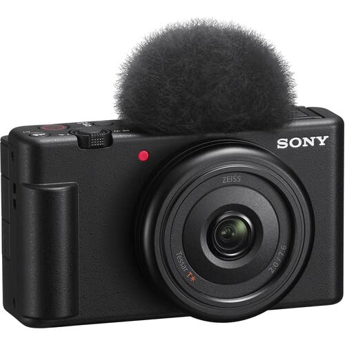 Sony ZV-1F Vlogging Camera (Black) (ZV1FB) + Case + 64GB Card + 2 x NP-BX1 Battery + Card Reader + Corel Photo Software + LED Light + Charger + Flex Tripod + Memory Wallet + More
