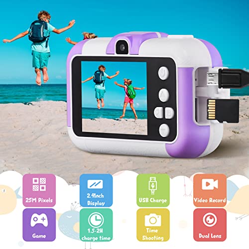 Camera for Kids 3-10 Years,Kids Digital Camera Christmas Birthday Gifts for Boys and Girls,2.4 Inch 1080p Dual Lens Children Video Camera Toys (32G)