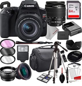 canon eos rebel sl3 dslr camera with 18-55mm is stm zoom lens bundle + 64gb memory, case, tripod, extra battery and more