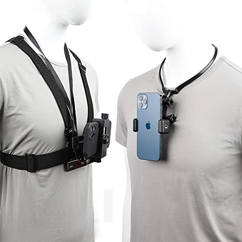 PellKing Mobile Phone Chest Mount Phone Selfie Neck Holder Kit for POV/VLOG,Adjustable Cell Phone Clip Compatible with iPhone,Samsung,GoPro Hero 10,9, 8,7, 6, 5, 4,, 3,2,DJI Osmo,and Action Cameras