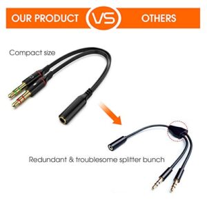 Maeline Headphone Splitter Adapter, 3.5mm Mic Cable for Computer, Headset 3.5mm Female to 2 Dual Male Microphone Audio Stereo Jack Earphones Port to Gaming Speaker PC