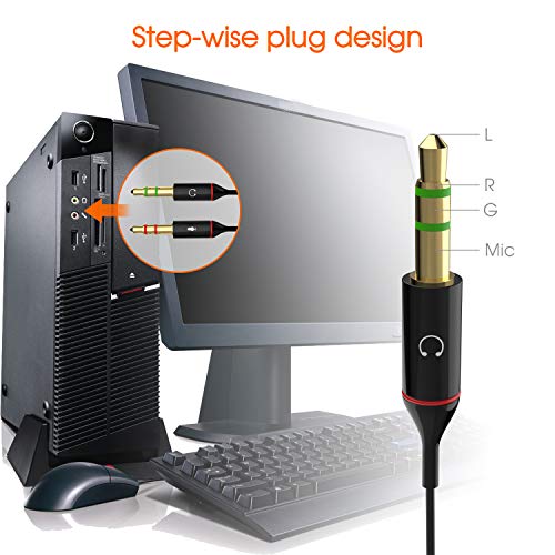 Maeline Headphone Splitter Adapter, 3.5mm Mic Cable for Computer, Headset 3.5mm Female to 2 Dual Male Microphone Audio Stereo Jack Earphones Port to Gaming Speaker PC