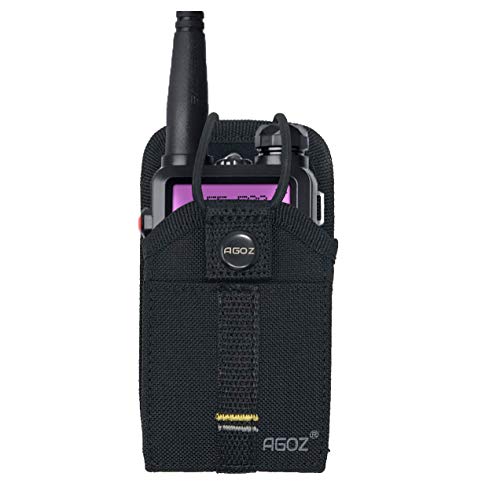 Agoz Radio Holster Case For Arcshell AR-5,AR-6, BaoFeng UV-5R,Midland GXT1000VP4, Unication G4 G5,Retevis RT22 RT22S Two Way Radio Walkie Talkie Pouch Holder,Duty Belt Metal Clip Loop,Card Slot (Snap)