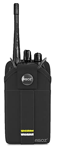 Agoz Radio Holster Case For Arcshell AR-5,AR-6, BaoFeng UV-5R,Midland GXT1000VP4, Unication G4 G5,Retevis RT22 RT22S Two Way Radio Walkie Talkie Pouch Holder,Duty Belt Metal Clip Loop,Card Slot (Snap)