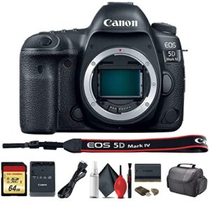 canon eos 5d mark iv dslr camera (1483c002) with 64gb memory card, case, cleaning set and more – starter bundle (renewed)