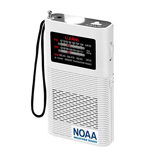 NOAA Weather Radio Portable AM FM Transistor auto Alert Battery Operated by1500MAH Battery with Strong Flashlight Emergency SOS Alarm Ultra-Long Antenna Best Reception