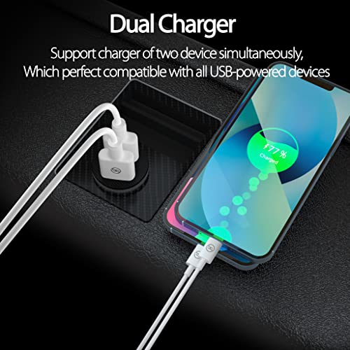 USB Car Charger, 2 Pack Cigarette Lighter USB Charger 4.8A Car Charger Adapter Car Plug Adapter Flush Fit Compatible with iPhone 13/12/11/XR/XS,ipad Air 2/Mini,Samsung Note 9/S10/S9 (2 Pack Black)