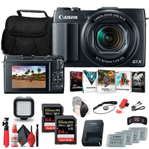 canon powershot g1 x mark ii digital camera (9167b001) + 2 x 64gb card + 3 x nb13l battery + charger + card reader + led light + corel photo software + hdmi cable + case + tripod + more (renewed)