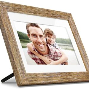 Aluratek 10” Distressed Wood Digital Photo Frame with Auto Slideshow, 1024 x 600 (ADPFD10F), 10" Wood Border, 10 Inch